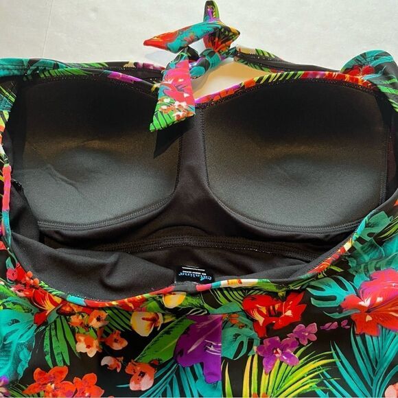 Catalina Women's One Piece Swim Suit Black/Red Floral Multi Size 3X (22W-24W) - Picture 2 of 11